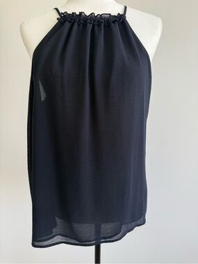 LOFT Navy Ruffle Halter Camisole